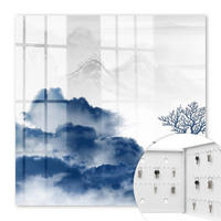 SCHLÜSSELBOX Weiß 30x30 cm – Türöffnung nach rechts - Geheimnisvolle Berge - Blau, Metall (30/30/5cm) - TULUP