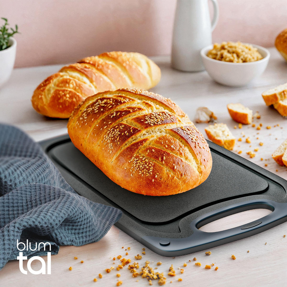 SCHNEIDEBRETT 2er Set Dunkelgrau - Dunkelgrau, Kunststoff (24.5/40cm) - Blumtal