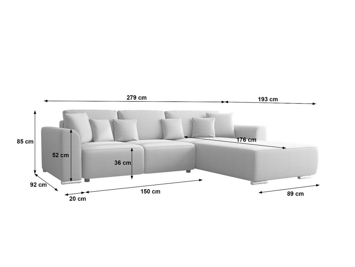 ECKSOFA GUSTO L Monolith 85 Links mit Schlaffunktion - Dunkelgrau, Textil (279/193cm) - Bedante