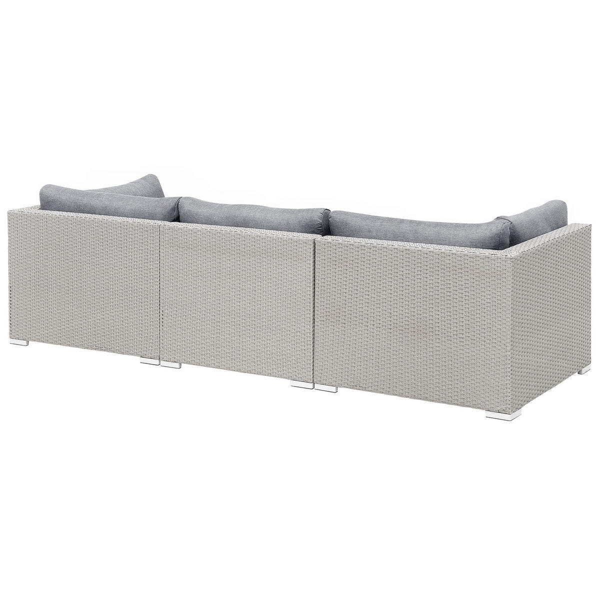 LOUNGE SET 4-Sitzer hellgrau rechtsseitig modular Auflagen grau Sano - Hellgrau/Grau, Kunststoff - Beliani