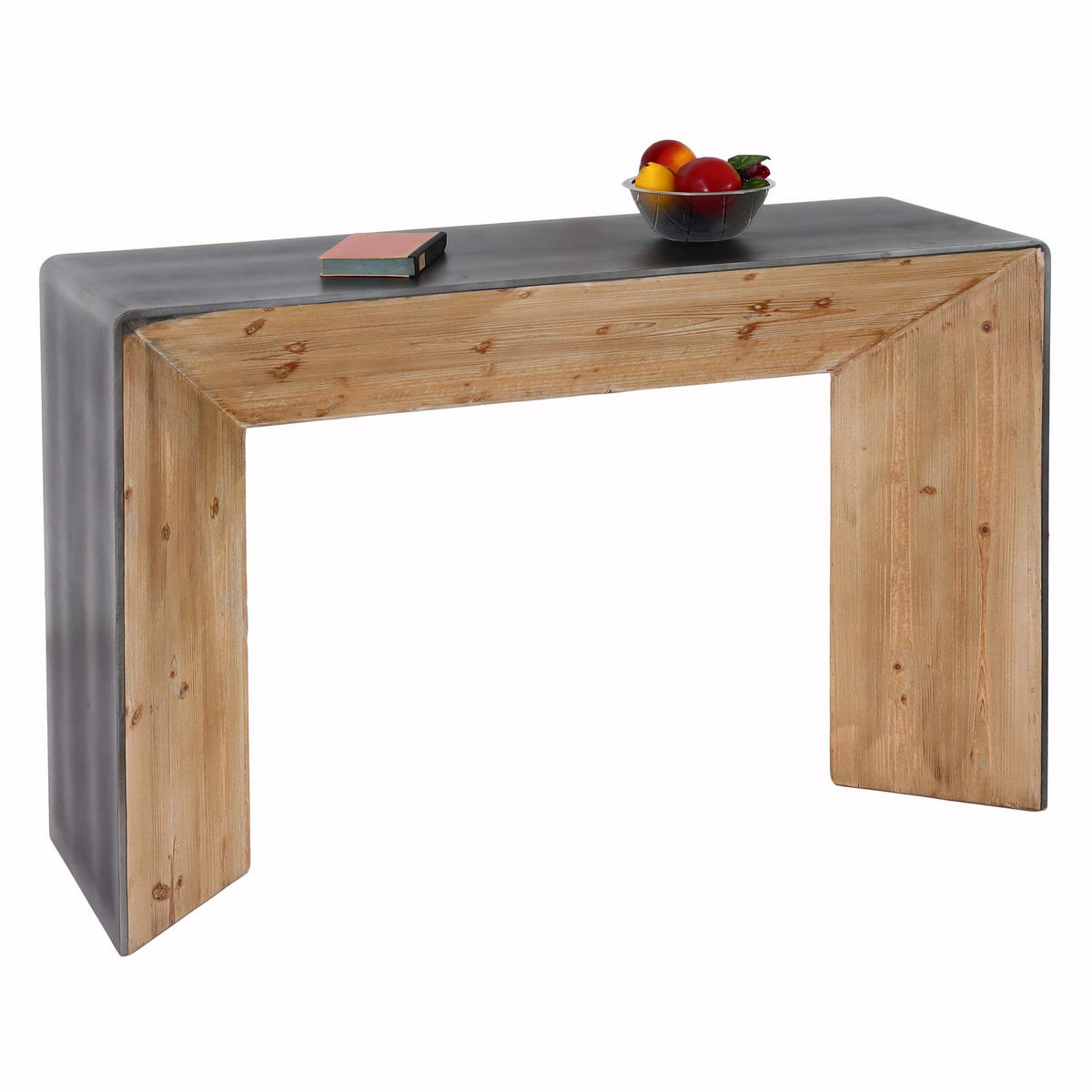 KONSOLENTISCH eckig Braun, Metall - Silberfarben/Braun, Holz (40/120/80cm) - MCW