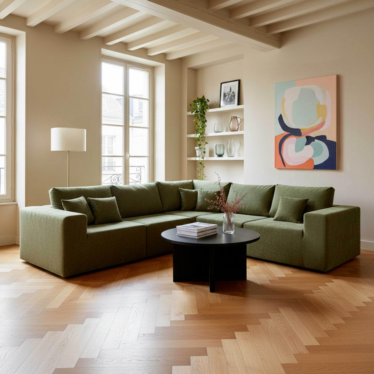 COUCHTISCH, schwarzes Holzeffekt - Schwarz, Holz (80/80/45cm) - Oviala