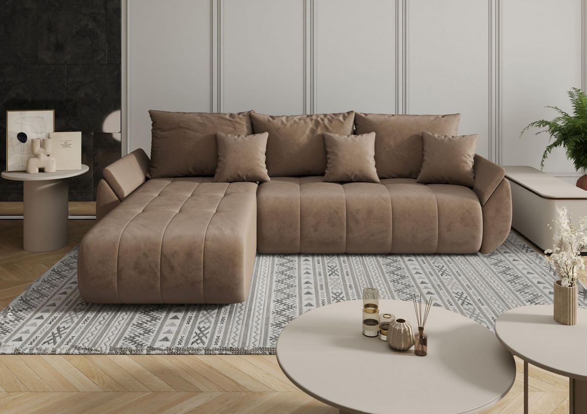 ECKSOFA mit Schlaffunktion TOKYO R Monolith 09 Rechts - Braun, Textil (280/185cm) - Bedante
