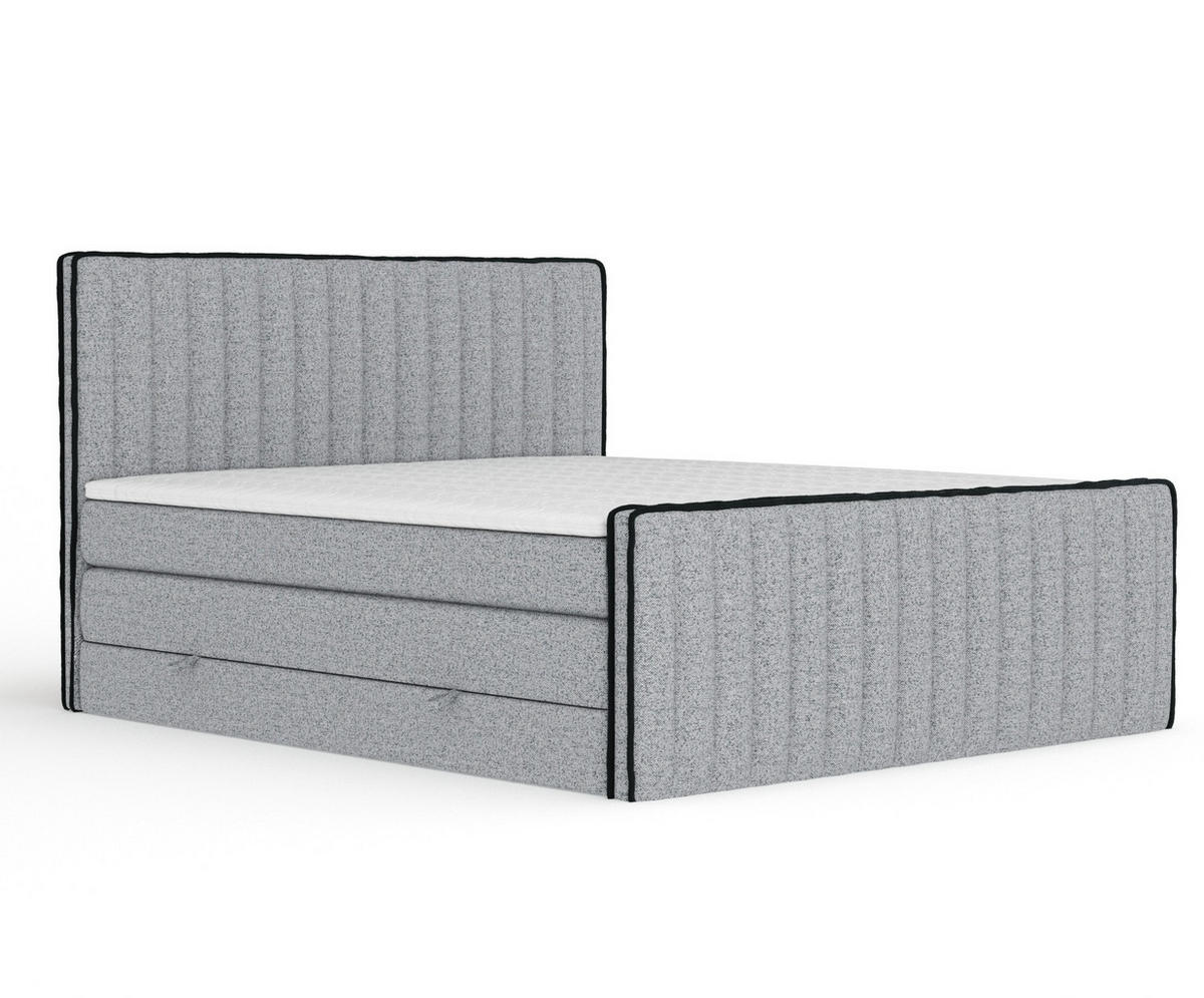 BOXSPRINGBETT Nocturne Grau 140/200 cm - Schwarz/Grau, Holz/Holzwerkstoff (140/200cm) - Maison de Reve