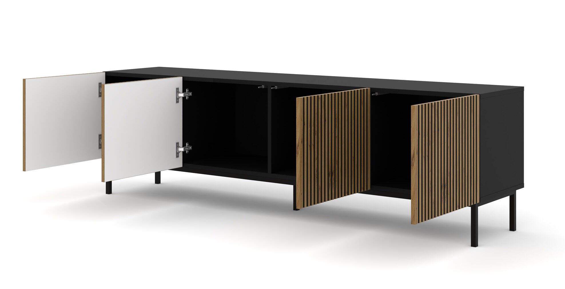TV-LOWBOARD SCHWARZ - Beige/Schwarz, Holzwerkstoff (200/58/42cm) - FURNLUX