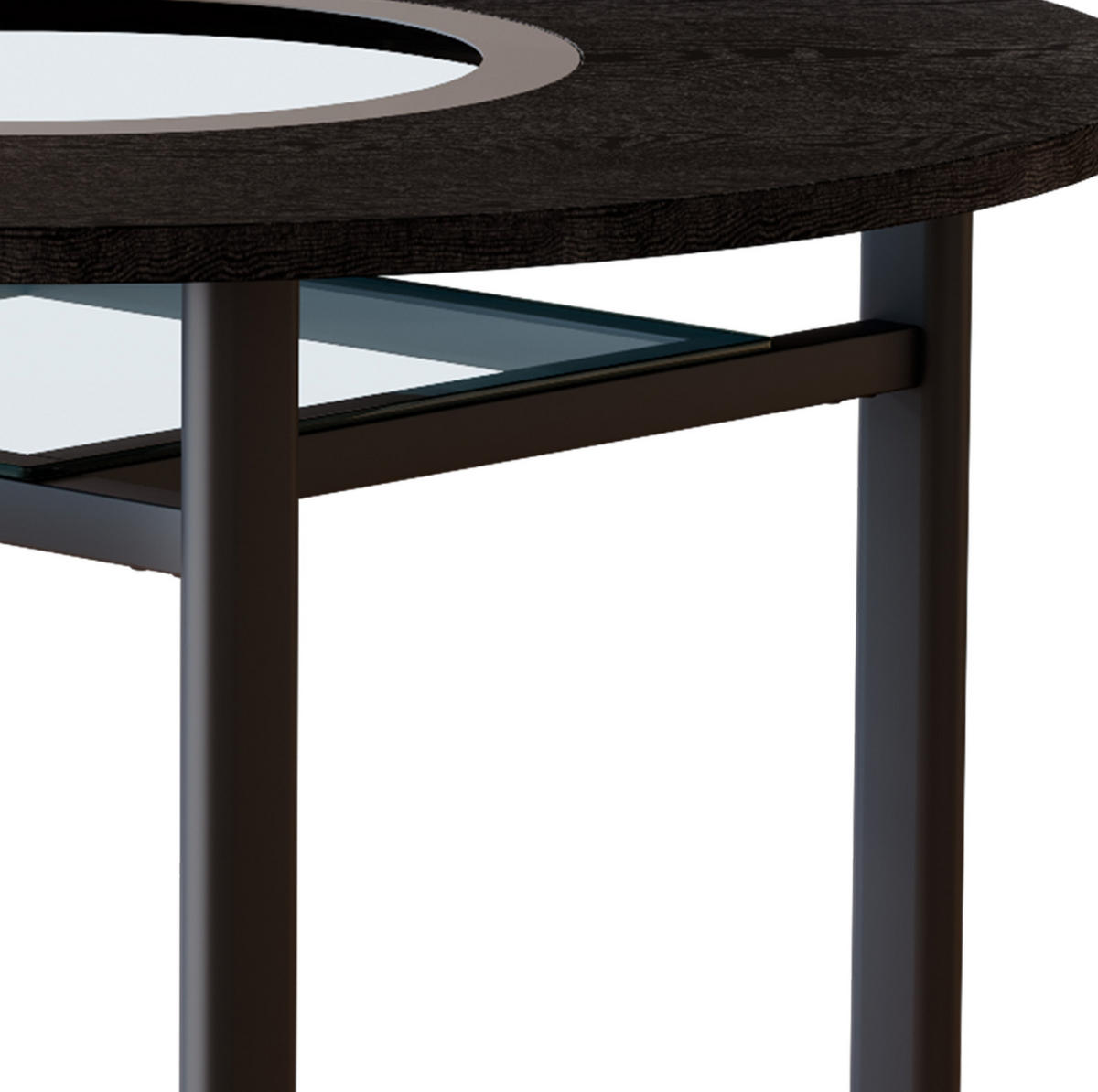 ESSTISCH aus MDF, Glas und Metall 100x100x76 cm Schwarz mit Glasablage und grauer Glaseinlage - Schwarz, Holzwerkstoff (100/100/76cm) - Modfu