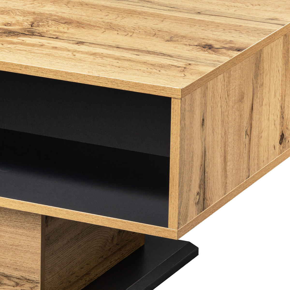 COUCHTISCH aus melaminbeschichteter Spanplatte 100x60x47 cm Eiche/Anthrazit mit Schublade und Stauraum - Naturfarben, Holzwerkstoff (100/60/47cm) - IVMEU
