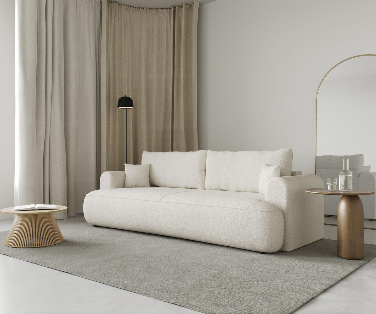 SCHLAFSOFA Ovo Creme 250 cm - Creme/Schwarz, Kunststoff/Textil (250/92/110cm) - Selsey