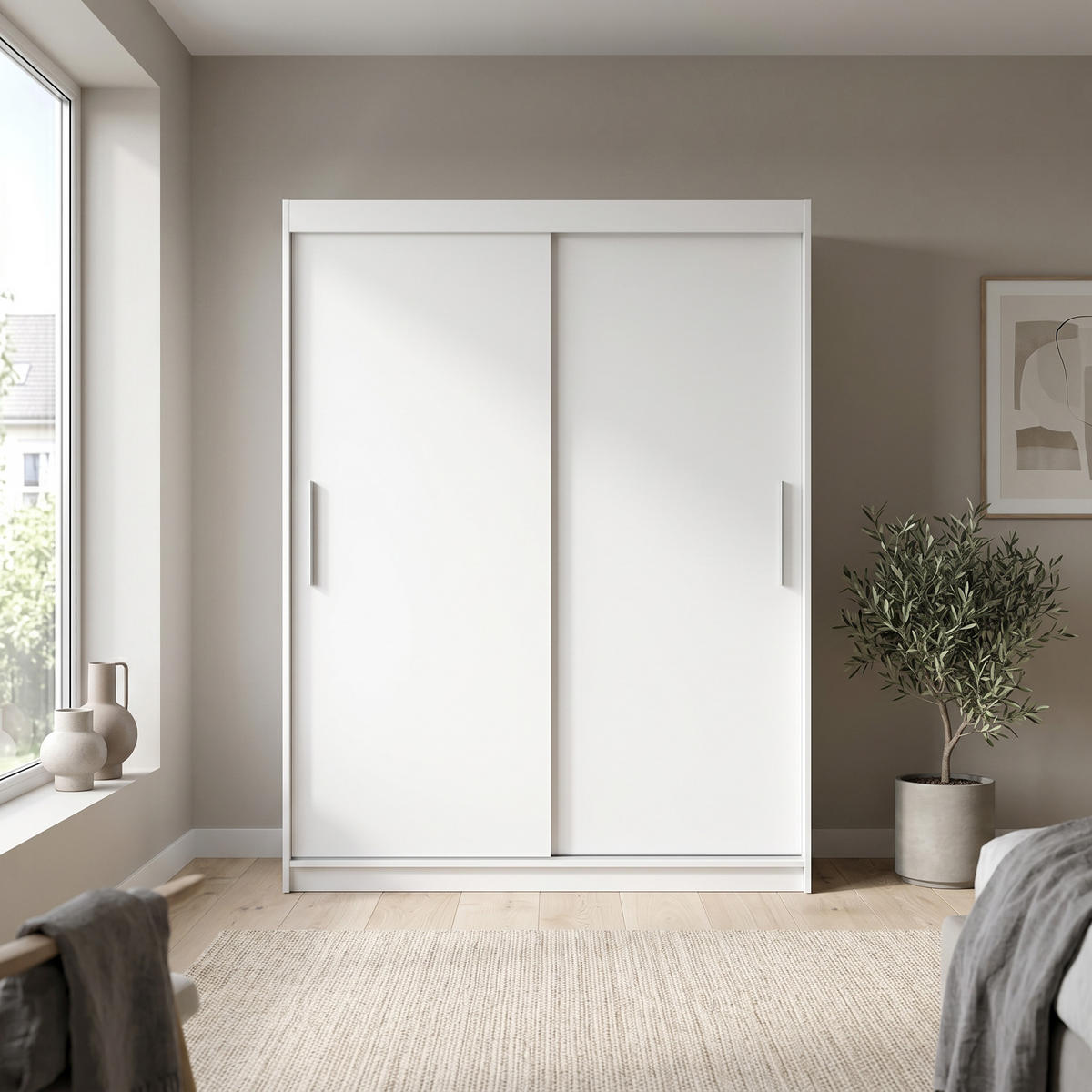 SCHWEBETÜRENSCHRANK VIVA 200/215,5/59cm 2-türig Weiß - Weiß, Holzwerkstoff (200/215.5/59cm) - MASSENO