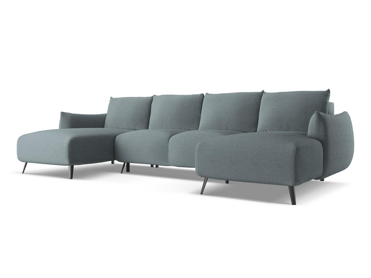 WOHNLANDSCHAFT Chenille Stoff Blau - Blau/Blaugrau, Textil/Metall (317/86/162cm) - Makamii