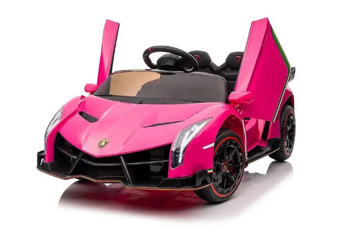 KINDER ELEKTROAUTO Lamborghini Veneno 615B pink Allradantrieb, EVA-Reifen, Kunstledersitz, lizenziert, 12V 7Ah Akku - Pink, Kunststoff (111/61/45cm) - Es-Toys