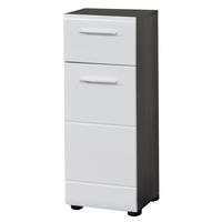 UNTERSCHRANK weiß Hochglanz, grau Rauchsilber, Badschrank 30 cm, Türanschlag wechselbar - Weiß Hochglanz/Silberfarben, Holzwerkstoff/Kunststoff (30/80/31cm) - Top.Furn