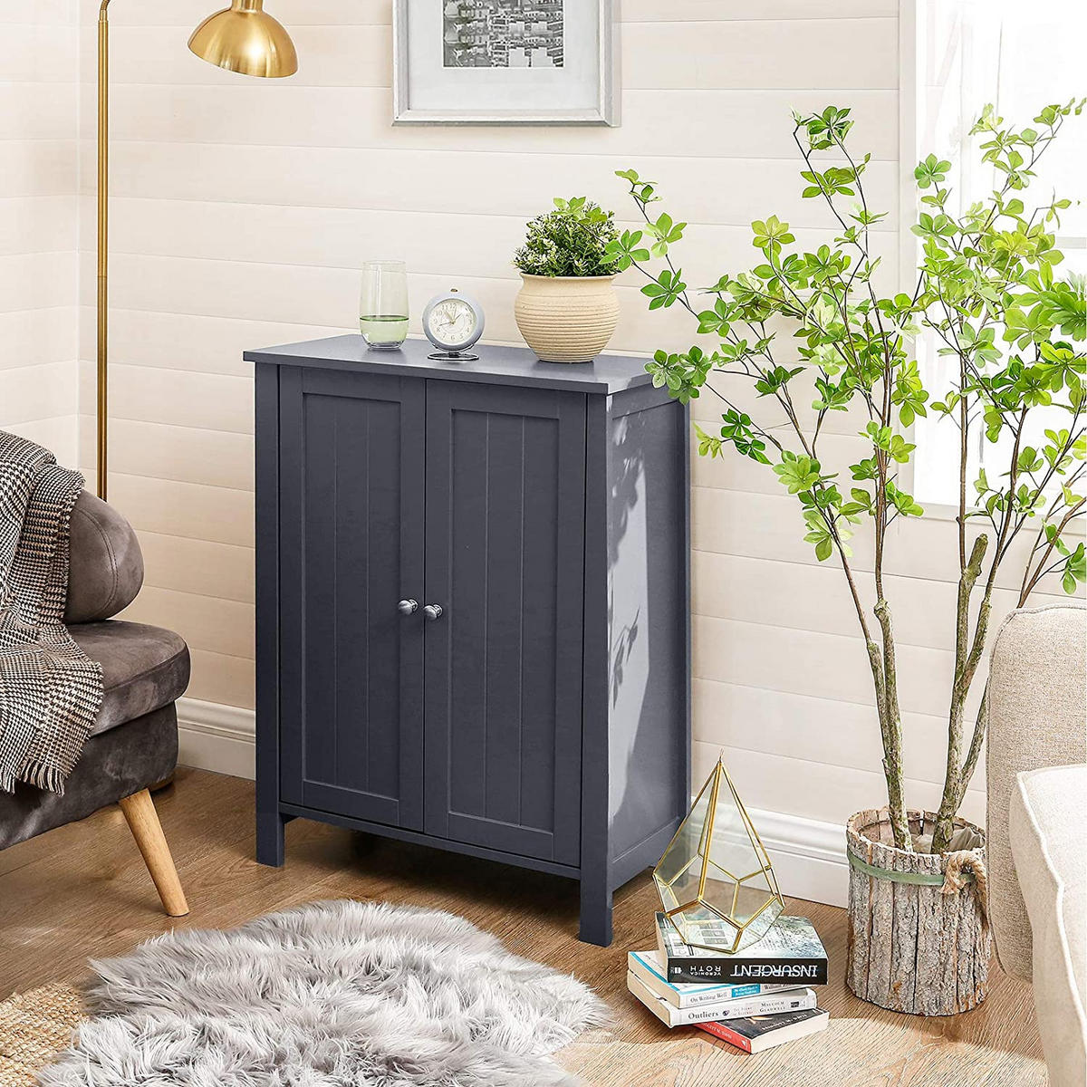 BADEZIMMERSCHRANK - Grau, Holzwerkstoff (30/80/60cm) - Hansiro