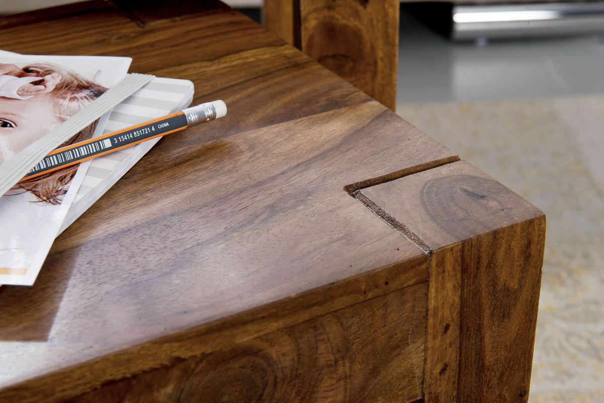 BEISTELLTISCH 3er Set Massivholz Platzsparend Landhausstil NAKO, Braun 50x36x45 cm - Braun, Holz (36/50/45cm) - KADIMA DESIGN
