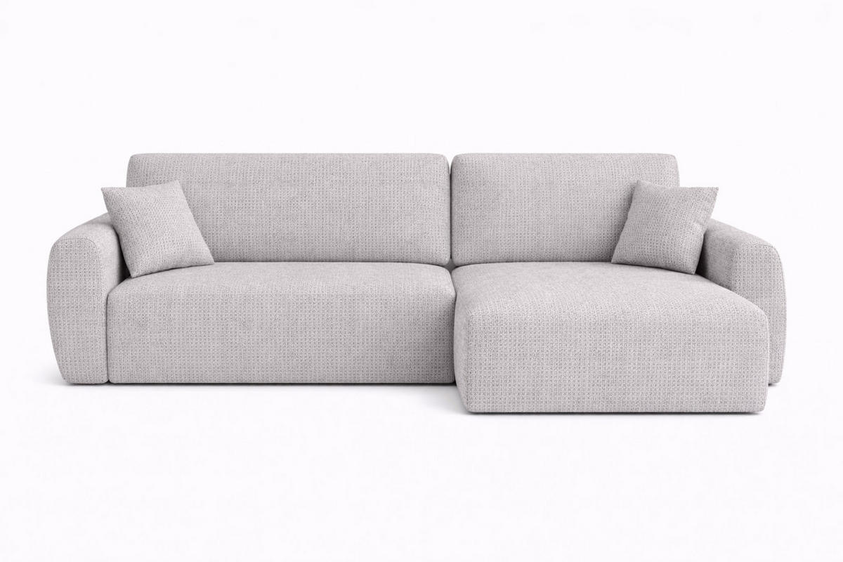 ECKSOFA Mit Schlaffunktion Ariel L, Chenille, Stoff Artico, Cement, Rechts - Hellgrau, Holz (250/142cm) - Kaiser Möbel