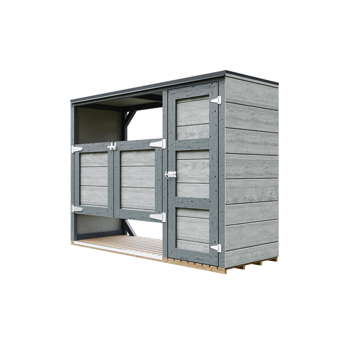 MÜLLTONNENBOX 2er 240L, M981A-TUNDRA CAVERN, aus wetterfestem LP Smartside Holz - Graubraun, Holz (217/159/75cm) - Timbela
