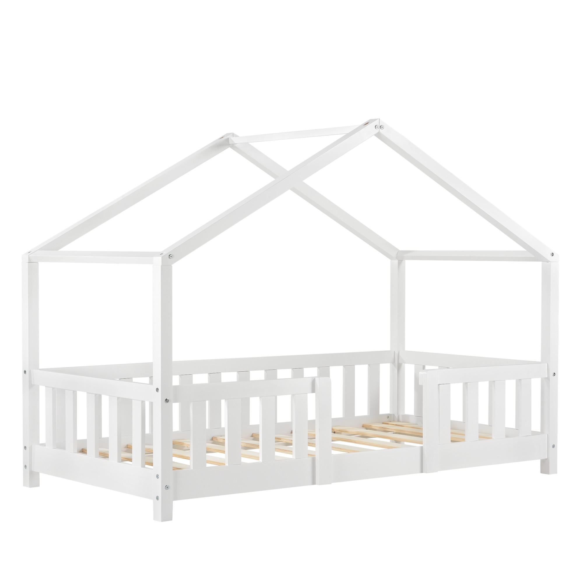 HAUSBETT Treviolo - Weiß, Holz (70/140cm) - [en.casa]