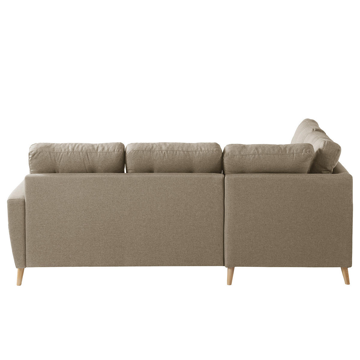 ECKSOFA mit Ottomane - Webstoff - Hellbraun/Cappuccino, Holz/Textil (230/200cm) - home24