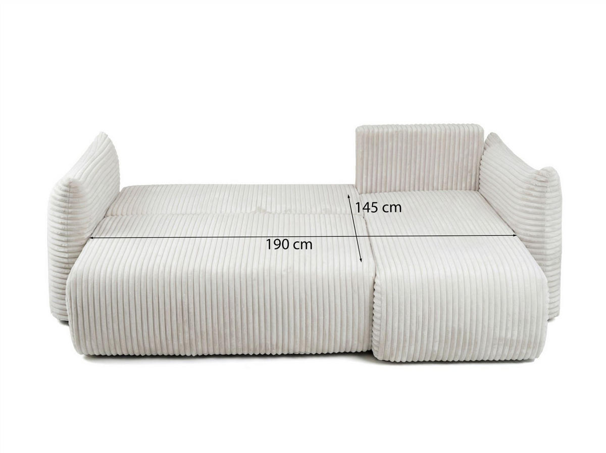 ECKSOFA Mailand Xs Mit Schlaffunktion - Ecru, Holzwerkstoff/Textil (154/226cm) - Fun Möbel