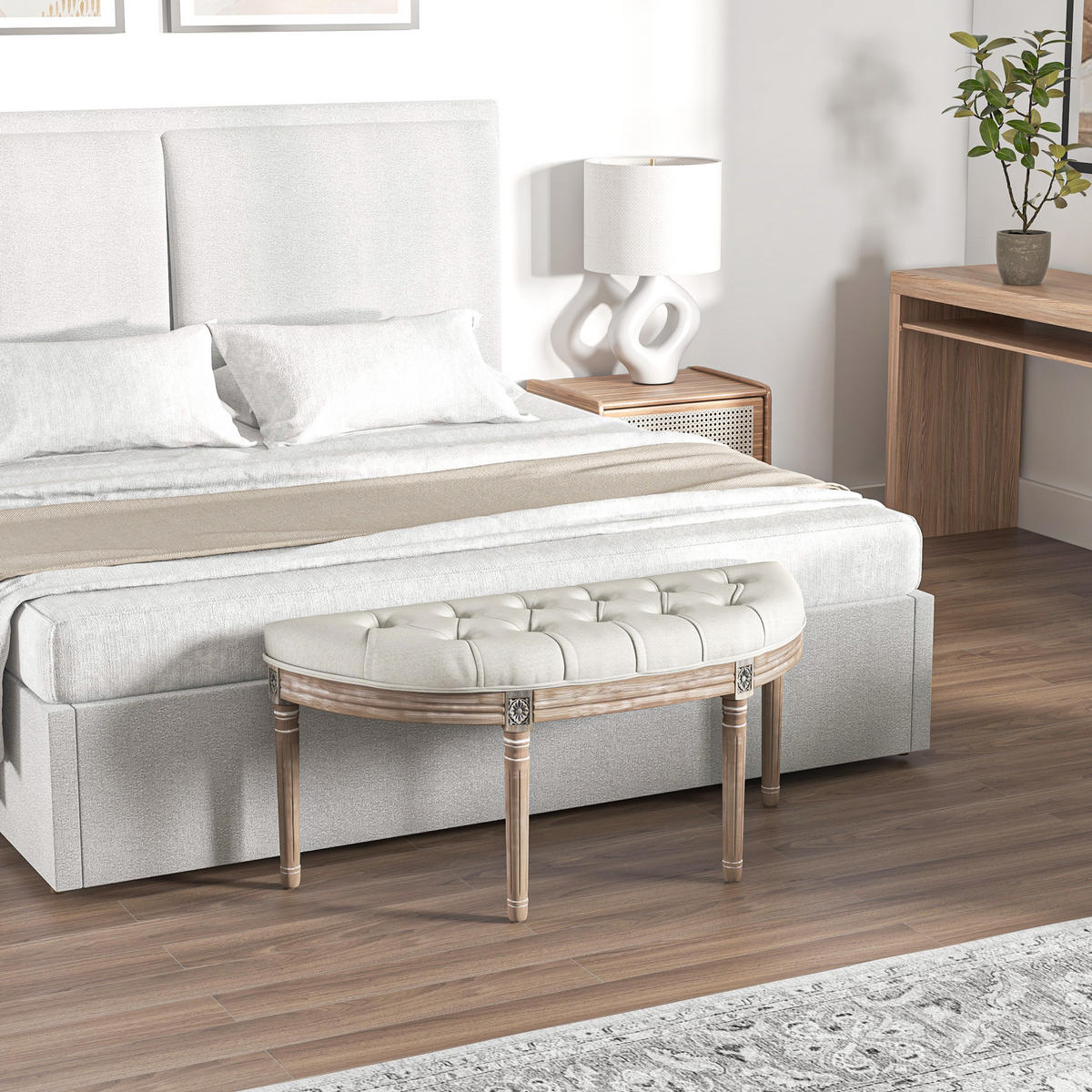 SITZBANK Creme 110/44/49 cm - Creme, Holz (44/49/110cm) - PANGIVO