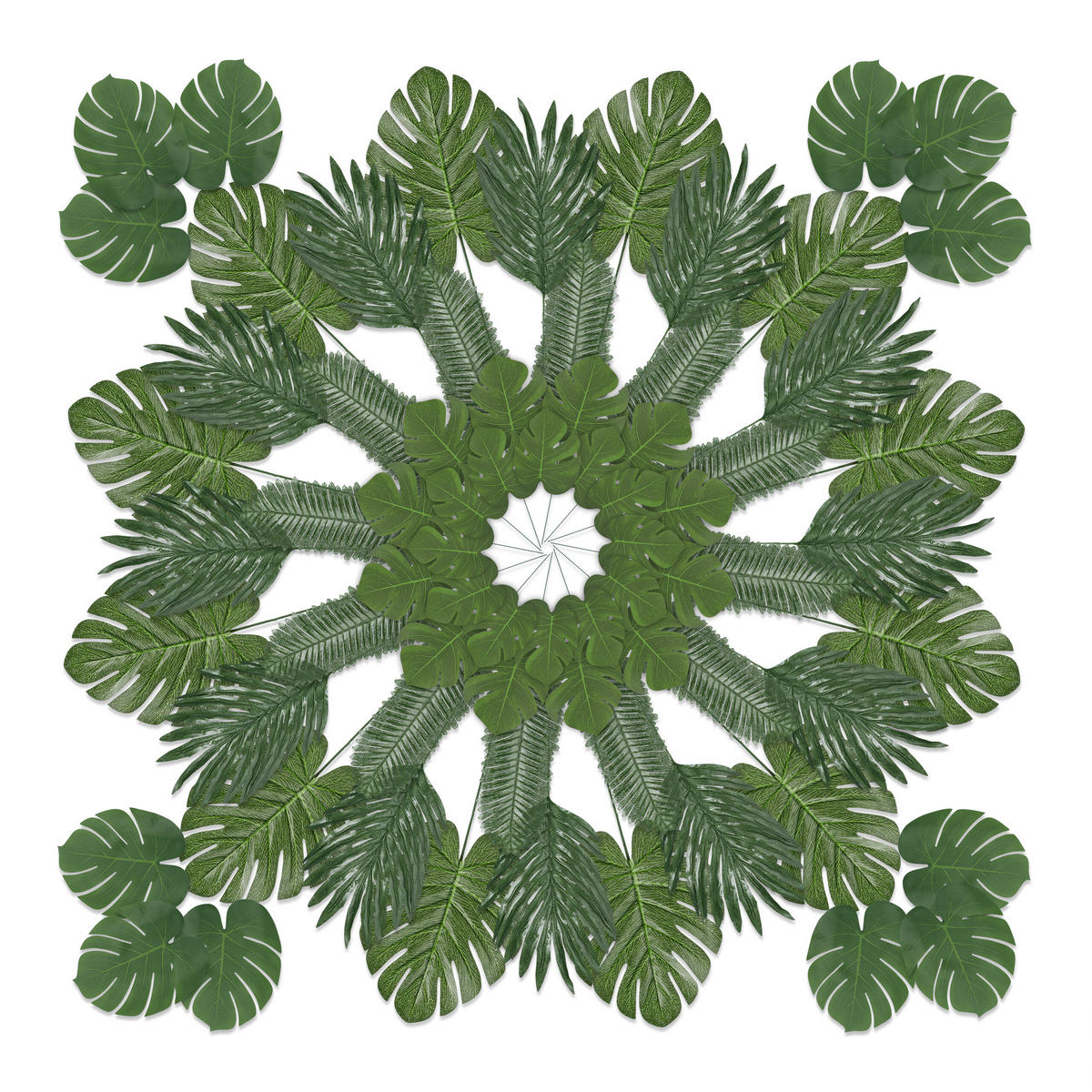 72XDEKOBLATT - Dunkelgrün, Textil (40cm) - Relaxdays