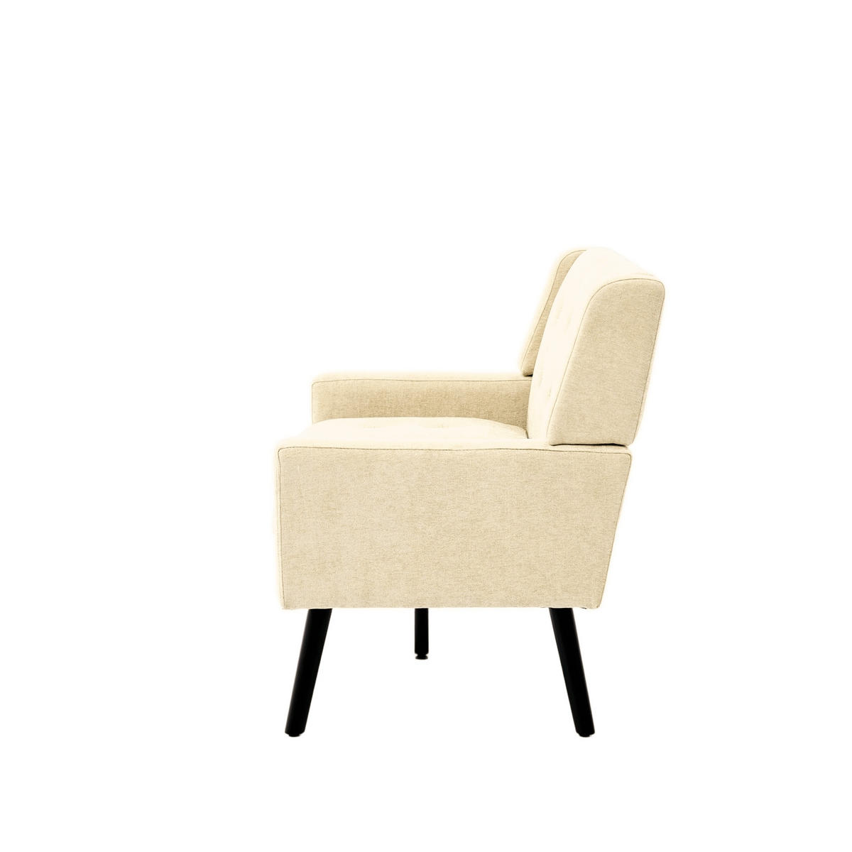 SITZBANK 2-Sitzer Leinenbezug mit Knopfheftung, Massivholzbeinen 119/75/88 cm Beige - Beige, Textil (75/88/119cm) - Redom