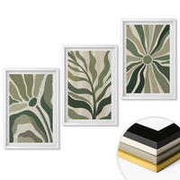 WANDBILDER 3er-Set - 40x60 cm Weißer Rahmen - Grüne und beige Pflanzenmuster - Weiß, Kunststoff (40/60cm) - ArtPrintCave