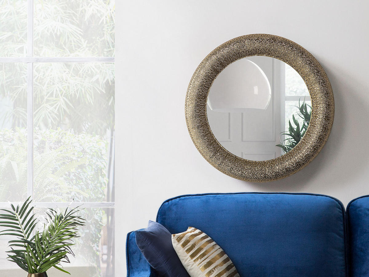 WANDSPIEGEL gold 80 cm Channay - Goldfarben, Metall (80/80/5cm) - Beliani