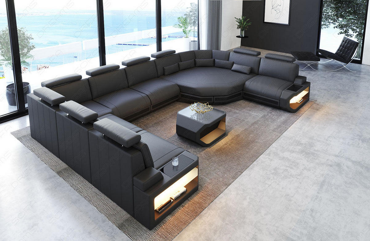 LEDERSOFA Asti L - Grau, Leder (427/93/280cm) - Sofa Dreams