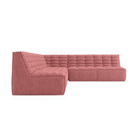 ROHOVÁ SEDAČKA modulární ve tvaru L, plyšová tkanina Pop, Růžová, Levá strana, LAZY L - růžová, dřevo (333/253cm) - Kaiser Möbel