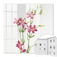 SCHLÜSSELBOX Weiß 30x30 cm – Türöffnung nach rechts - Rosa Blüten - Pink, Metall (30/30/5cm) - TULUP