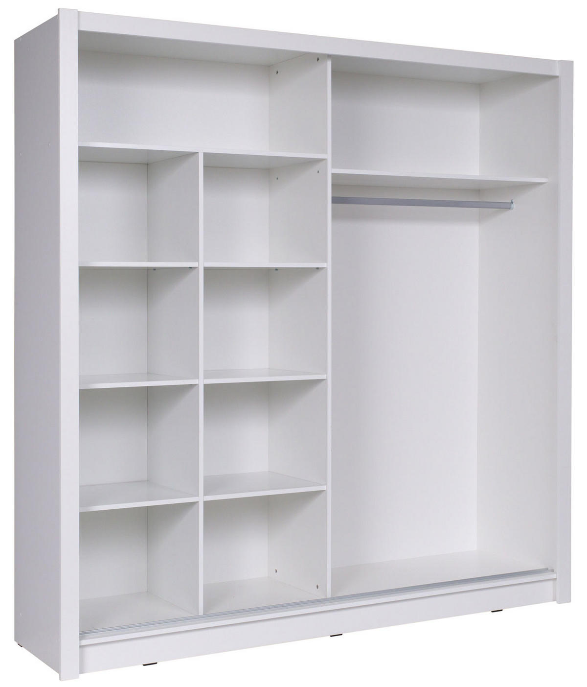 SCHIEBETÜRENSCHRANK Bergamo weiß 205 cm / 62,5 cm / 215 cm - Weiß, Holz/Holzwerkstoff (205/215/63cm) - Feldmann-Wohnen