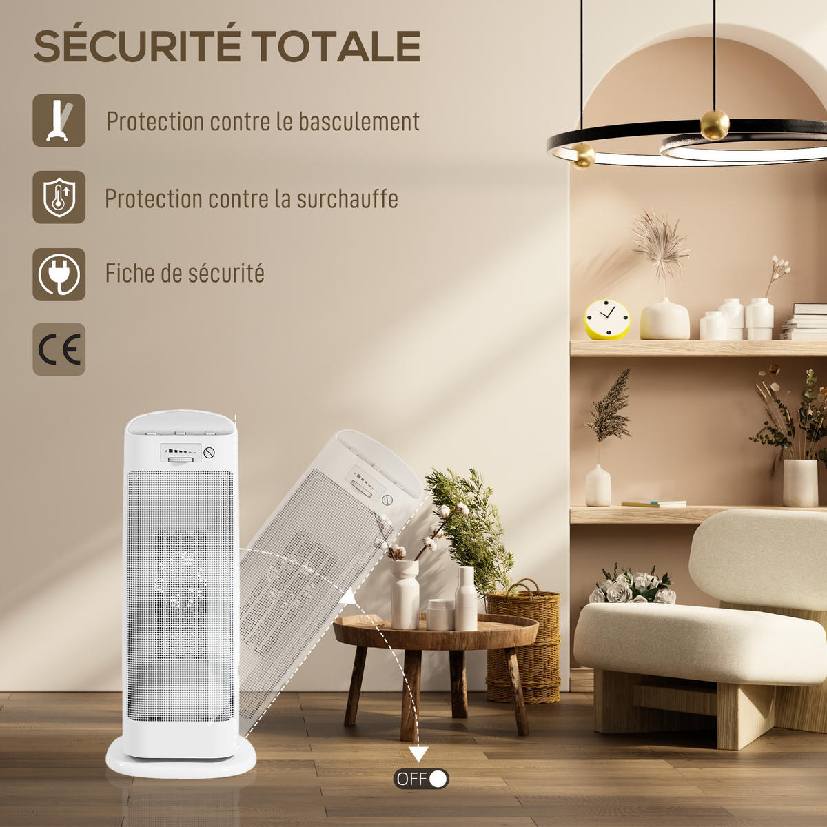HEIZLÜFTER DE-17059 Keramik PTC 2000 W mit 4 Modi Weiß - Weiß, Kunststoff (20/49/20cm) - ComfortXL