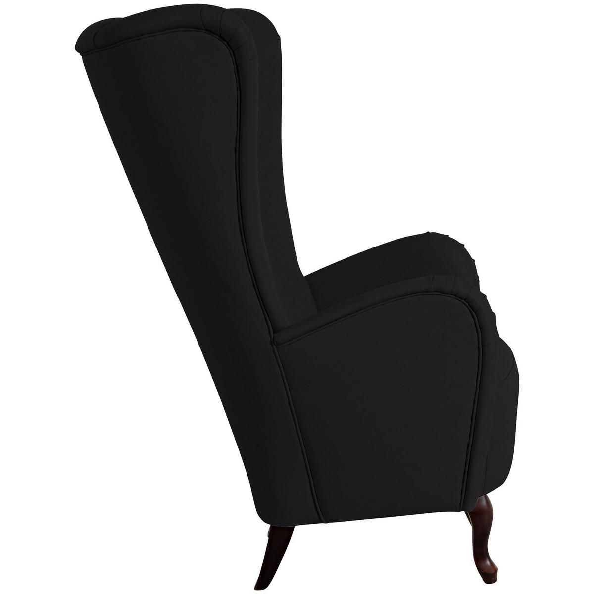 HOCHLEHNSESSEL Kailey Bezug Kunstleder Buche nussbaum dunkel / schwarz - Schwarz, Kunststoff (96/122/89cm) - 58aufmkessel