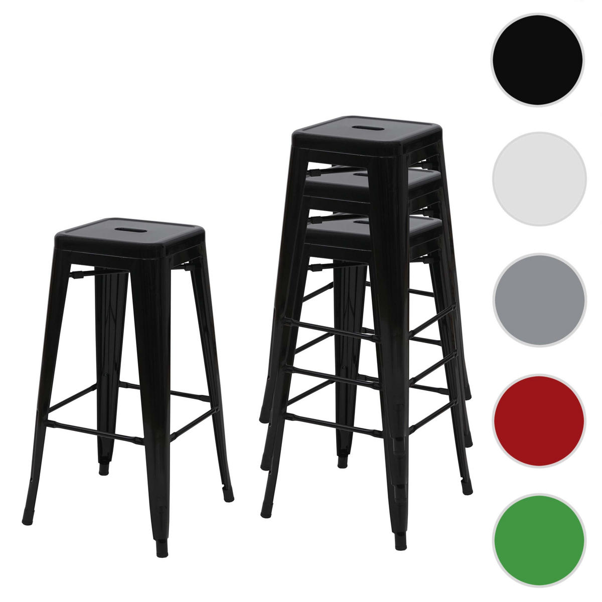 BARHOCKER METALL Schwarz 4er-Set - Schwarz, Metall (43/77/43cm) - MCW