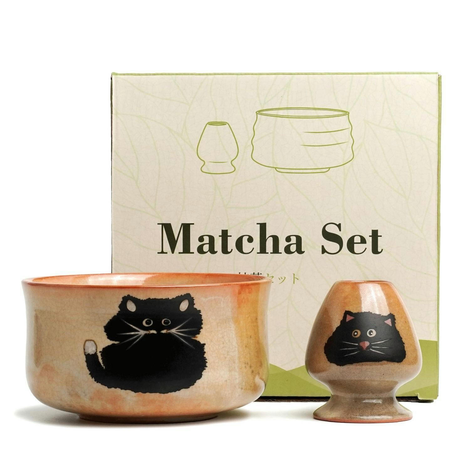 MATCHA Set 2-teilig Keramik Katzendesign 510 ml - Beige, Keramik (7/7/12.5cm)