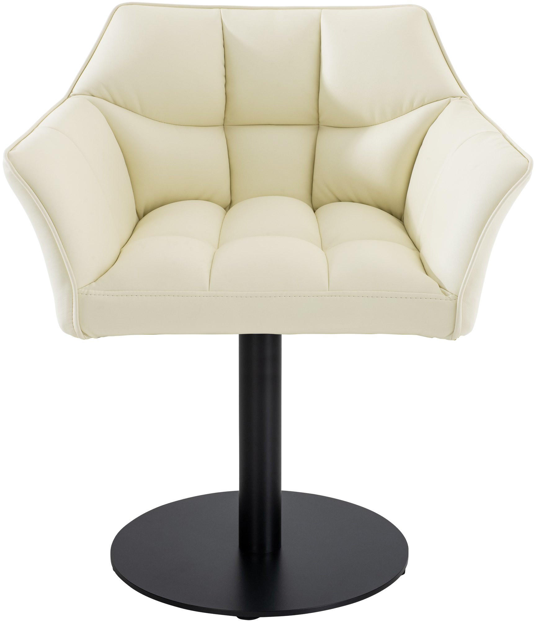 SESSEL Lederlook Creme - Creme/Schwarz, Textil/Metall (64/75/48cm) - CLP