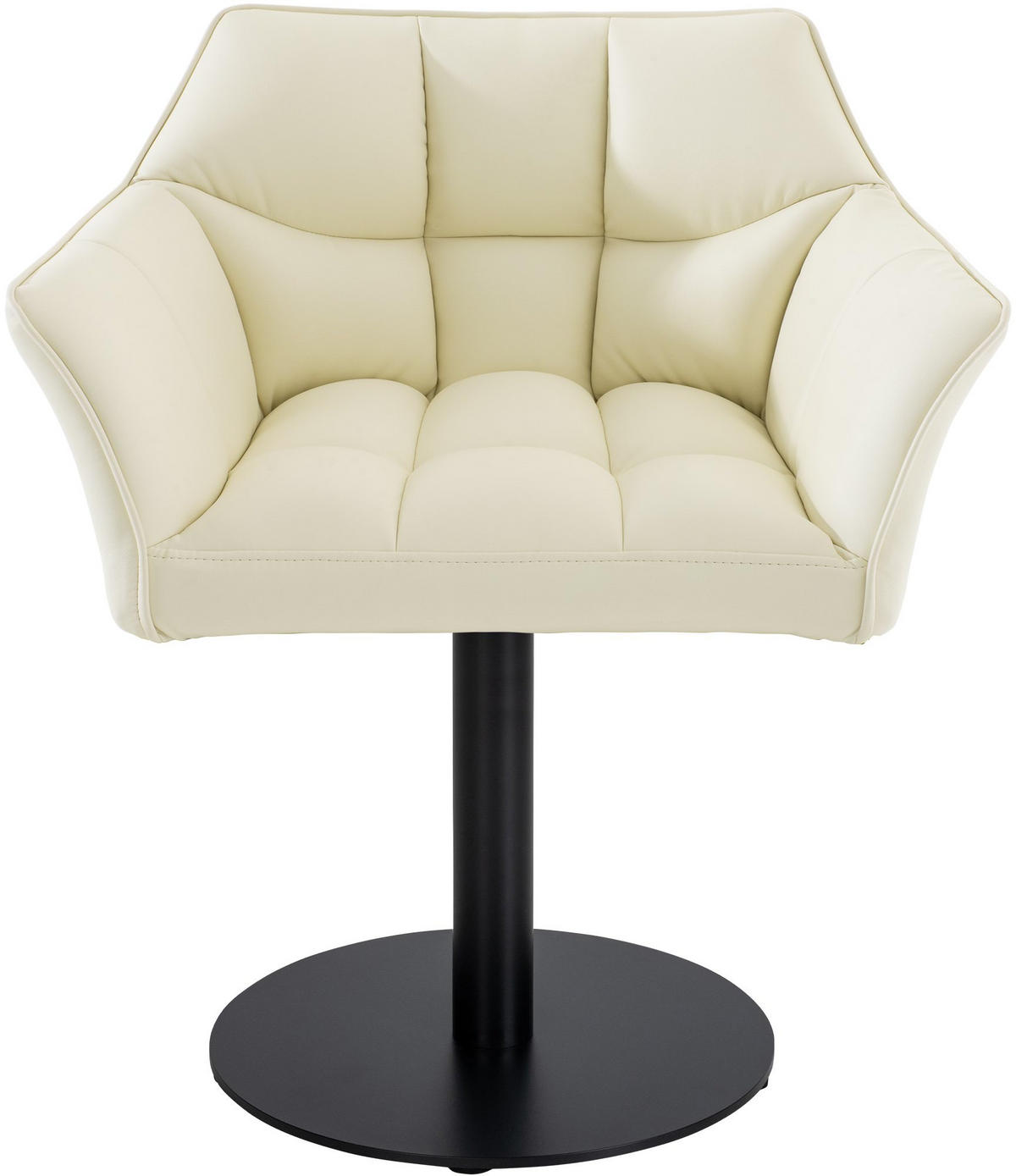 SESSEL Lederlook Creme - Creme/Schwarz, Textil/Metall (64/75/48cm) - CLP