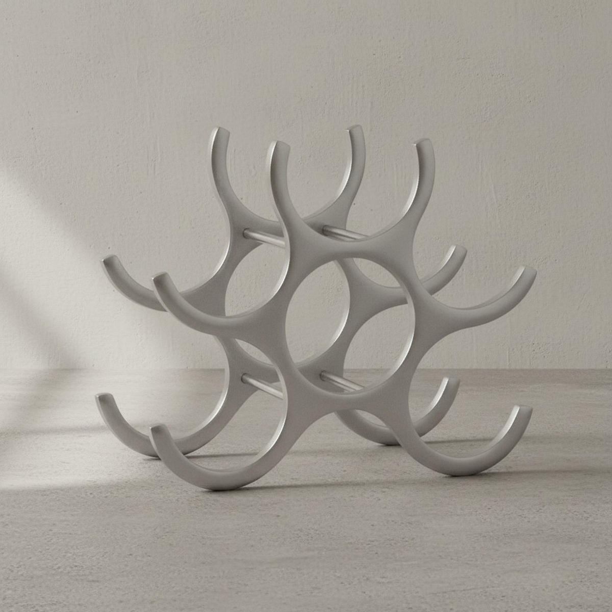 WEINREGAL Aluminium Modern Stil für 6 Flaschen platzsparend 24x29x14cm - Silberfarben, Metall (29/24/14cm) - KADIMA DESIGN