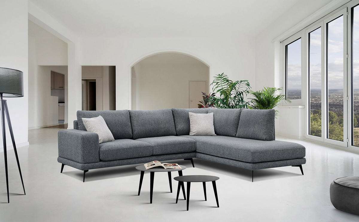 ECKSOFA MEDIOLANE 5-Sitzer, dunkelgrau - Dunkelgrau, Holzwerkstoff/Textil (282/219cm) - Courtois Laville