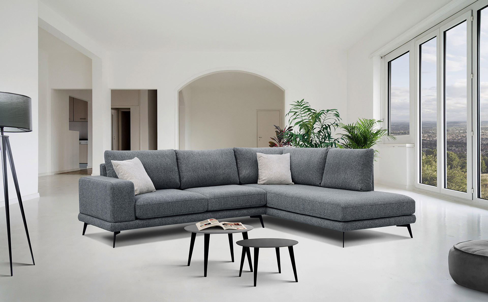 Thumbnail - Courtois Laville Ecksofa, Dunkelgrau, Textil, Ottomane rechts,L-Form, 282x219 cm, Wohnzimmer, Sofas & Couches, Wohnlands...