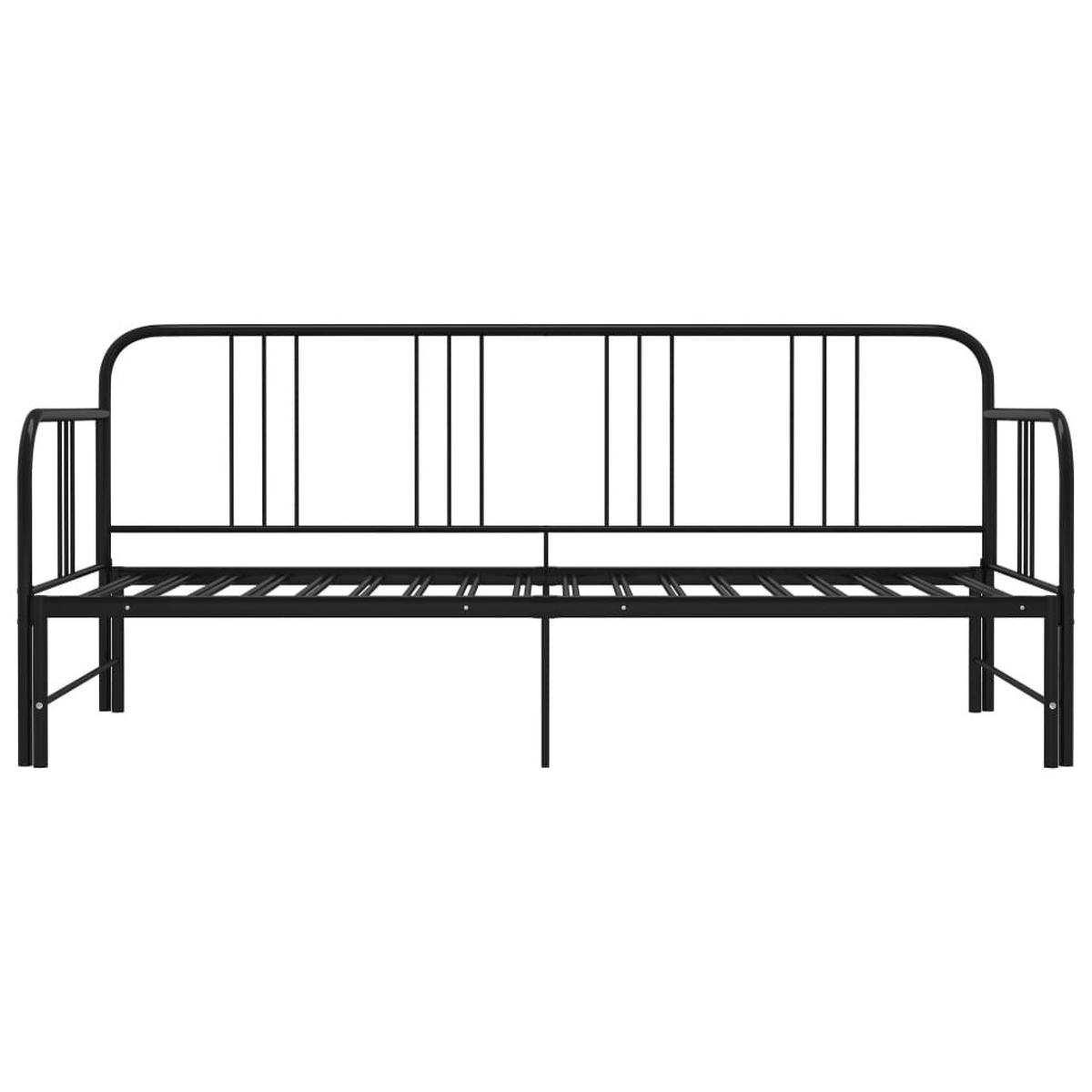 TAGESBETT Ausziehbar Schwarz Metall 90x200 cm - Schwarz, Metall (185/88/206cm) - furnicato