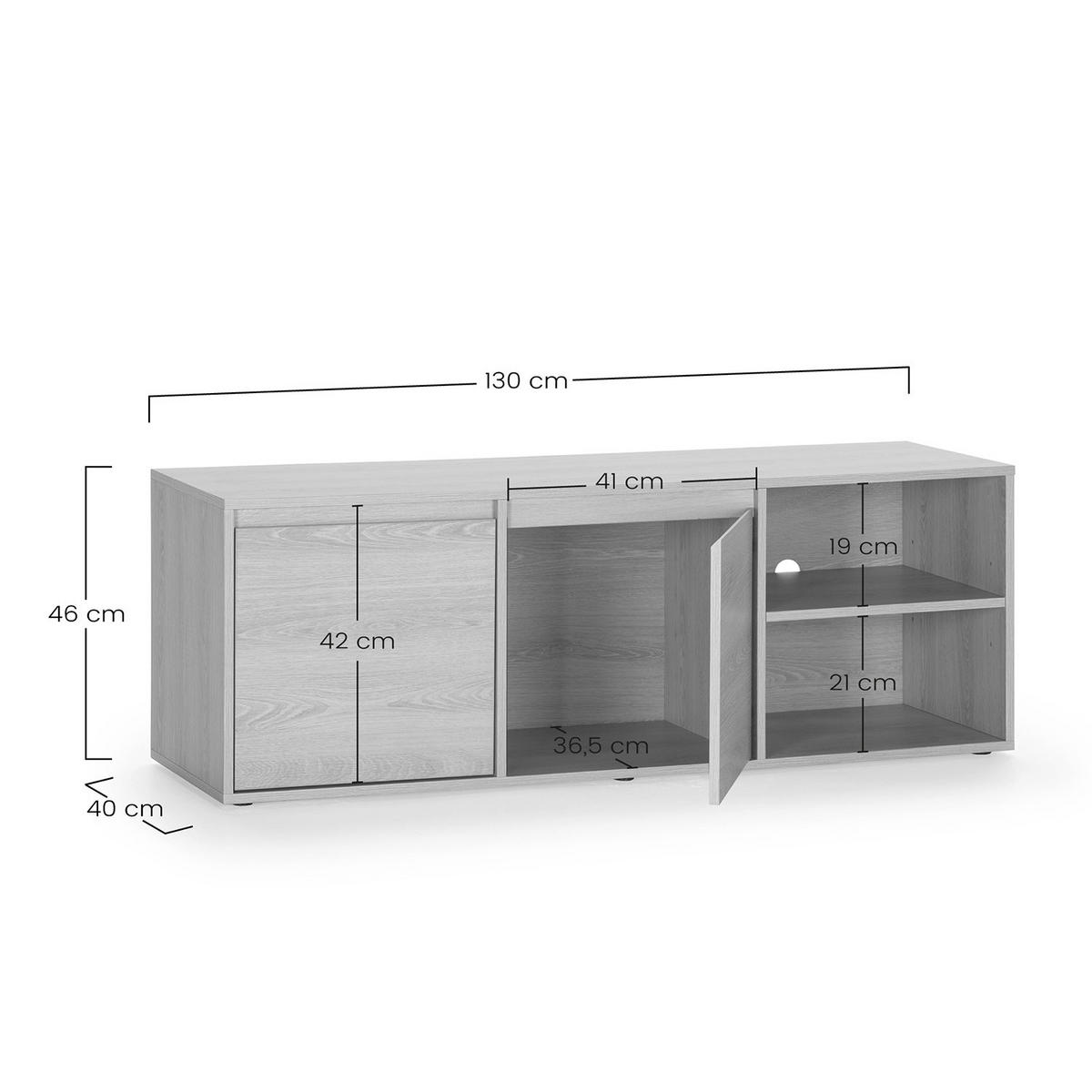 TV-ELEMENT Tori 2 Türen, Eichenfarbe - Honigeiche, Holzwerkstoff (130/46/40cm) - VS Venta-stock