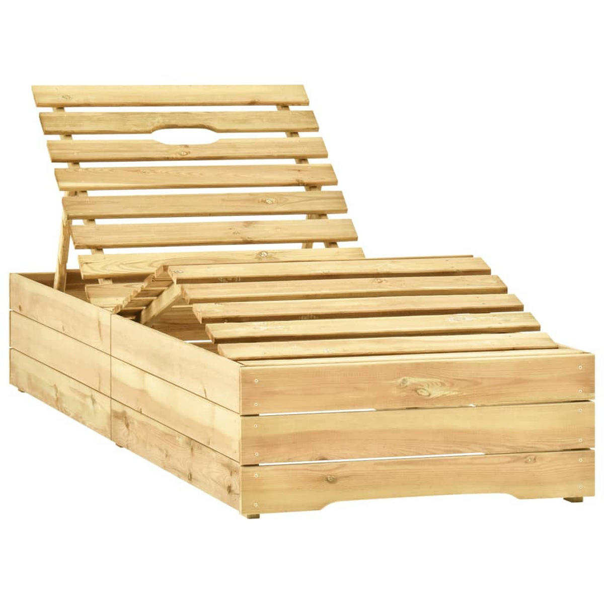 GARTEN-SONNENLIEGE mit Tisch und Auflage Kiefer Imprägniert - Blau, Holz (90/75/198cm) - furnicato