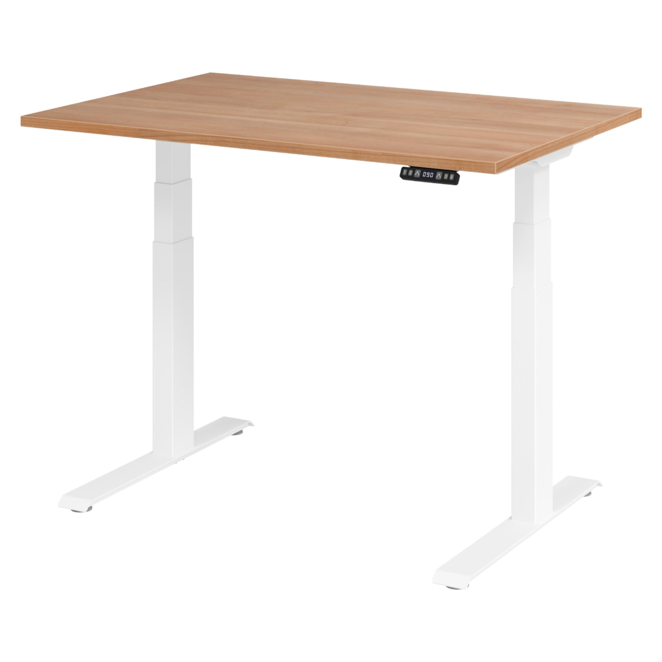 SCHREIBTISCH elektrisch XDKB 80/120/74 cm in Nussbaumfarben/Weiß - Nussbaumfarben/Weiß, Holzwerkstoff (80/120/74cm) - bümö