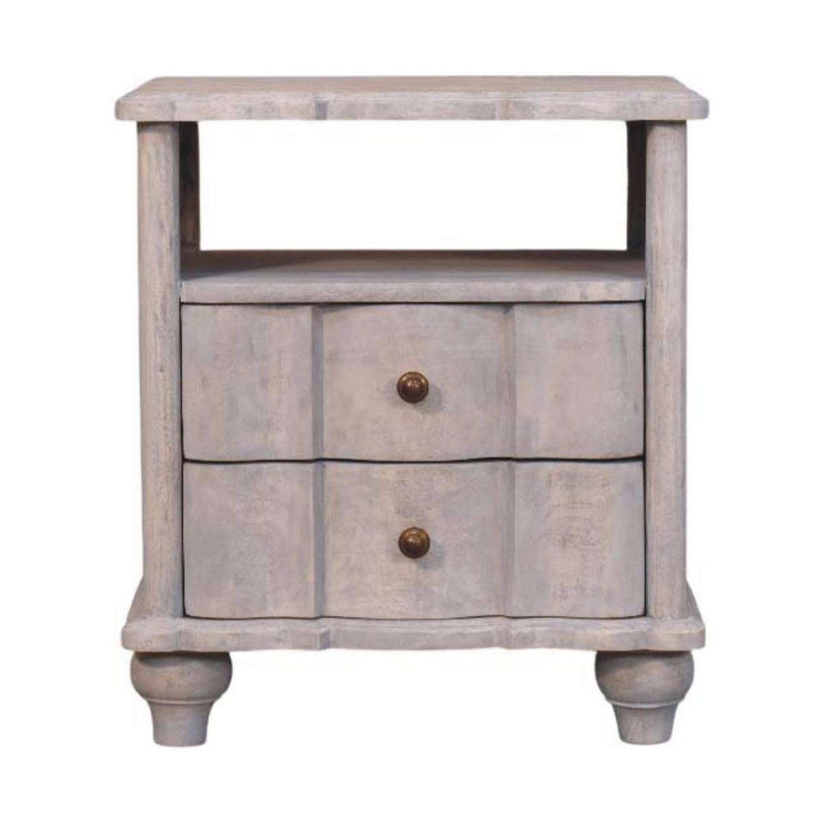 NACHTTISCH mit Acid-Wash-Finish, 2 Schubladen, 1 offene Ablage, grau - Braun/Grau, Naturmaterialien/Holz (55/63/40cm) - Artisan Furniture