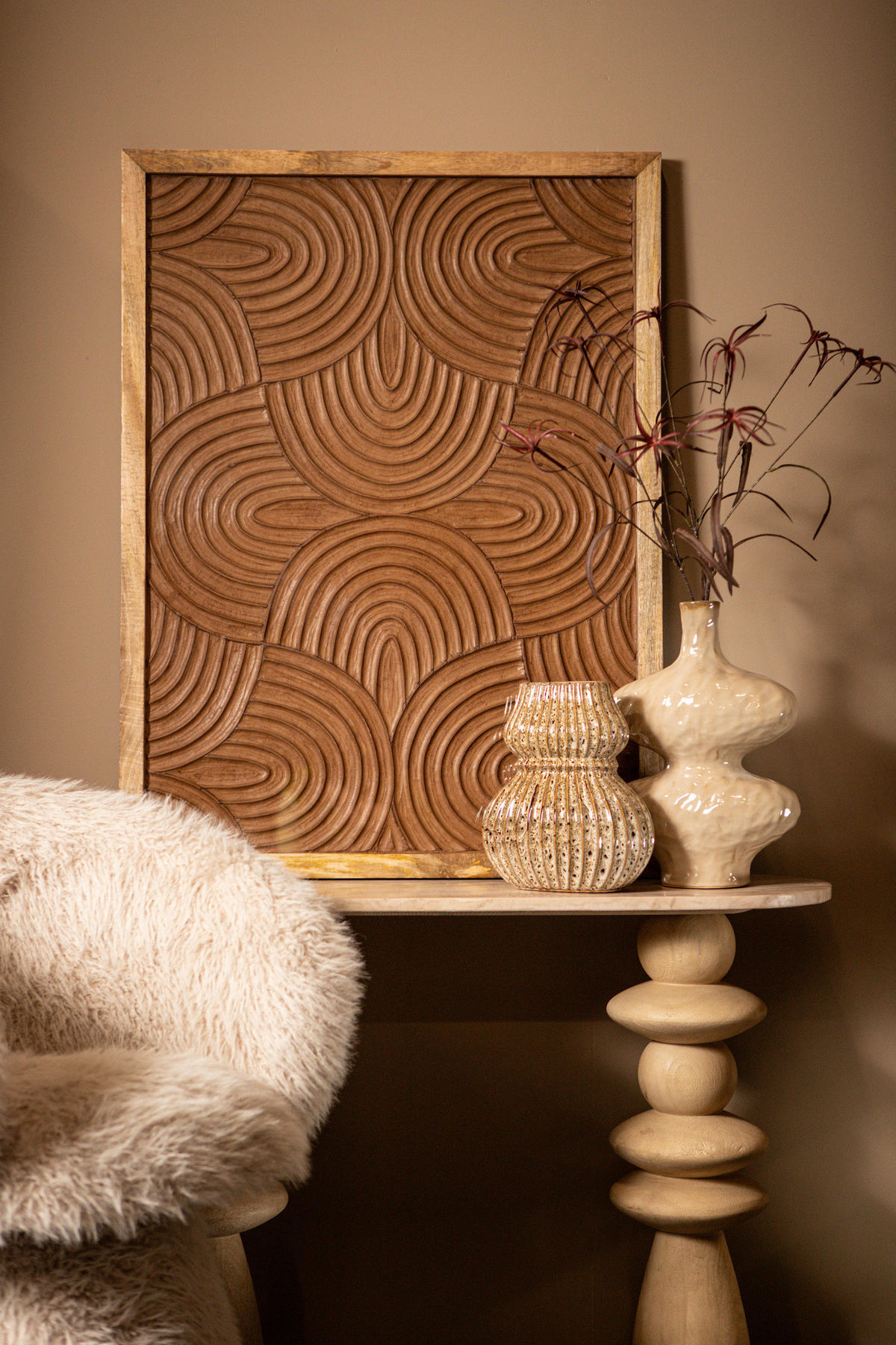 WANDPANEEL Elasah Braun 76/3/102cm - Braun, Holz (3/102/76cm) - PTMD Collection