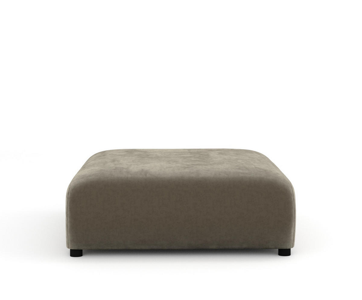 POUF L Zanzibar Taupe Samtstoff - Taupe/Schwarz, Holz/Holzwerkstoff (110/37/110cm) - Maison de Reve