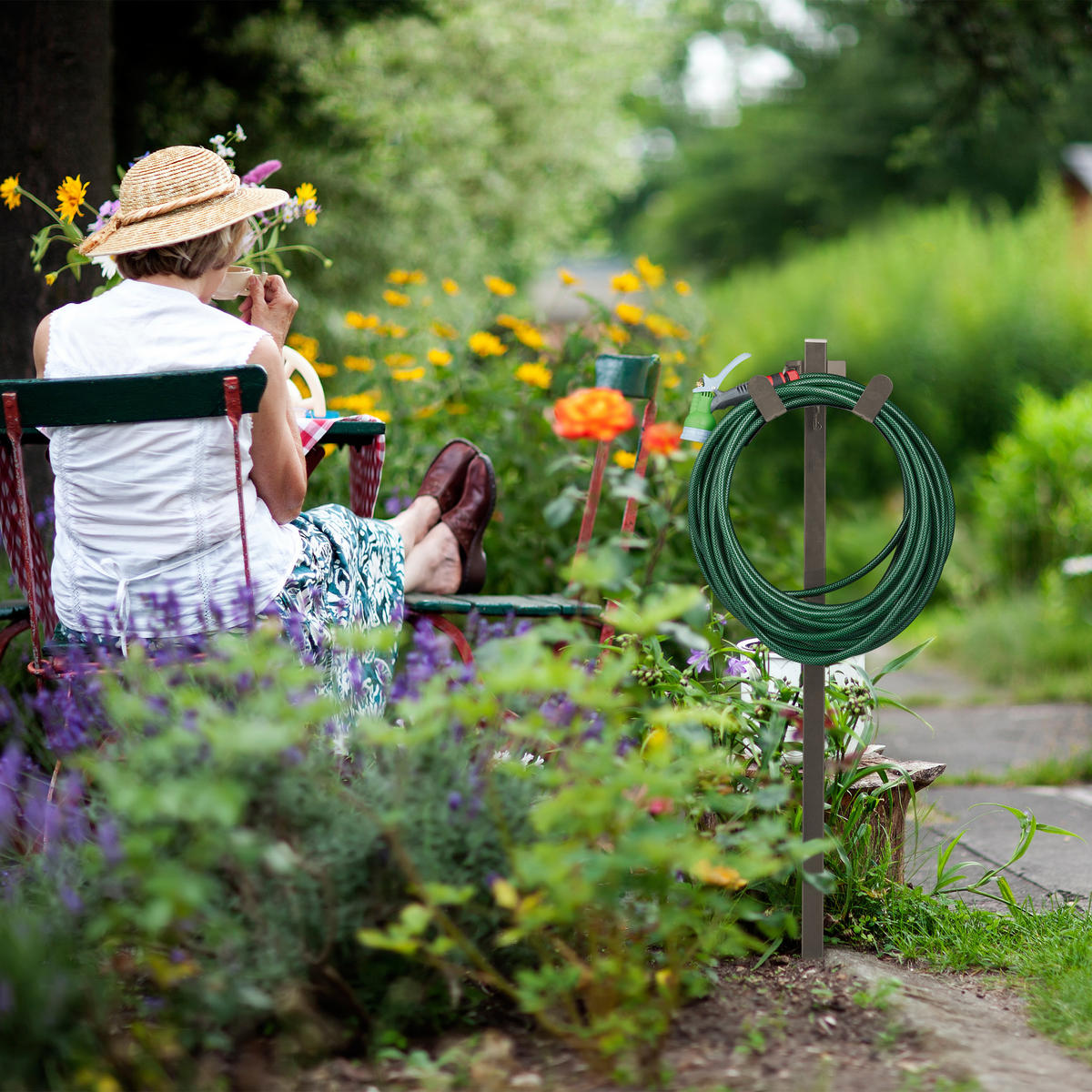 SCHLAUCHSTÄNDER - Braun, Metall (26/108/18cm) - Relaxdays