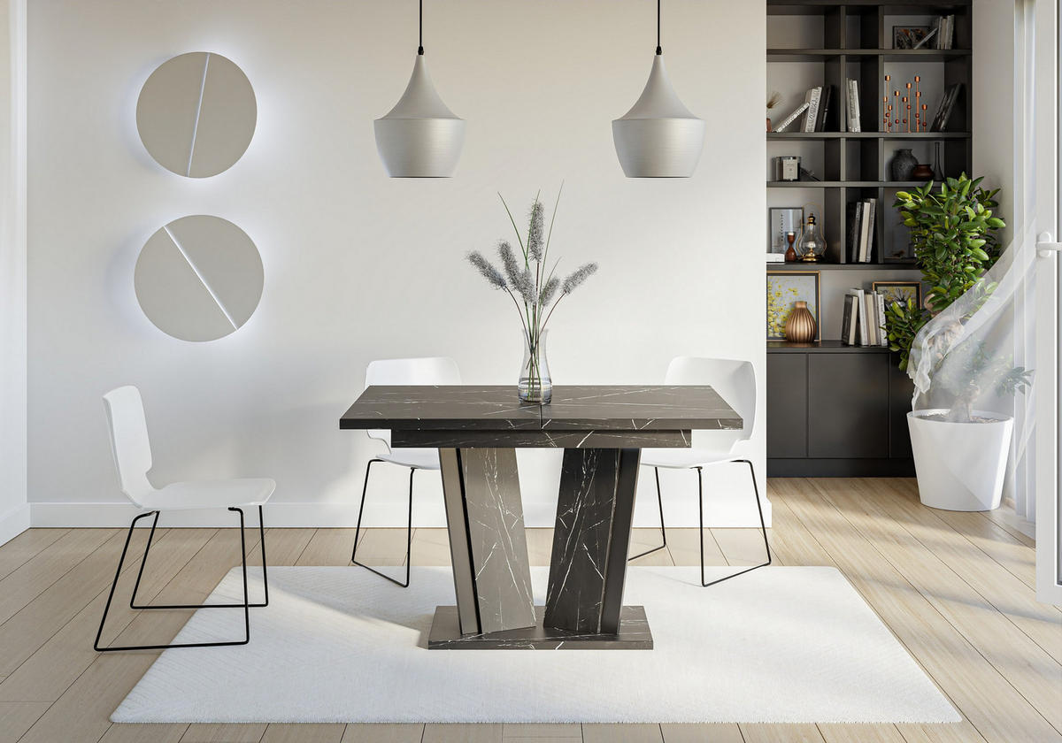 ESSTISCH SAMAR Ausziehbar 120 - 160 / 80 x 76 cm - Hellgrau/Schwarz, Holz (120/80/76cm) - MASSENO